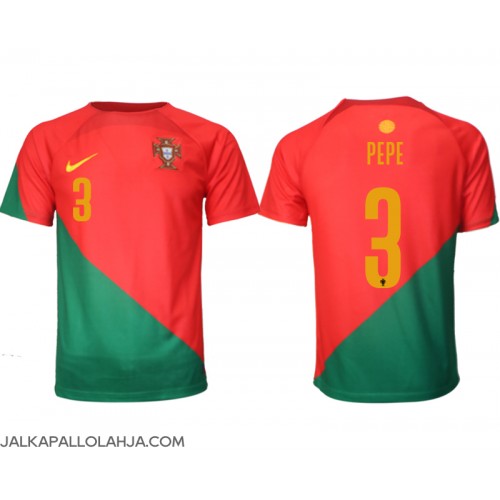 Portugali Pepe #3 Kopio Koti Pelipaita MM-kisat 2022 Lyhyet Hihat